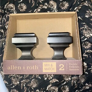 Allen Roth Bronze Curtain Rod Finials Square Fits Up to 1" Rod BOX OF 2